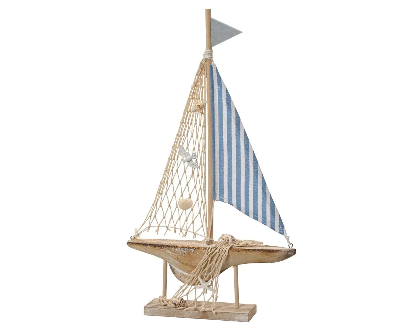 Decoris Dekofigur Segelboot Maritim Holz Weiß Blau