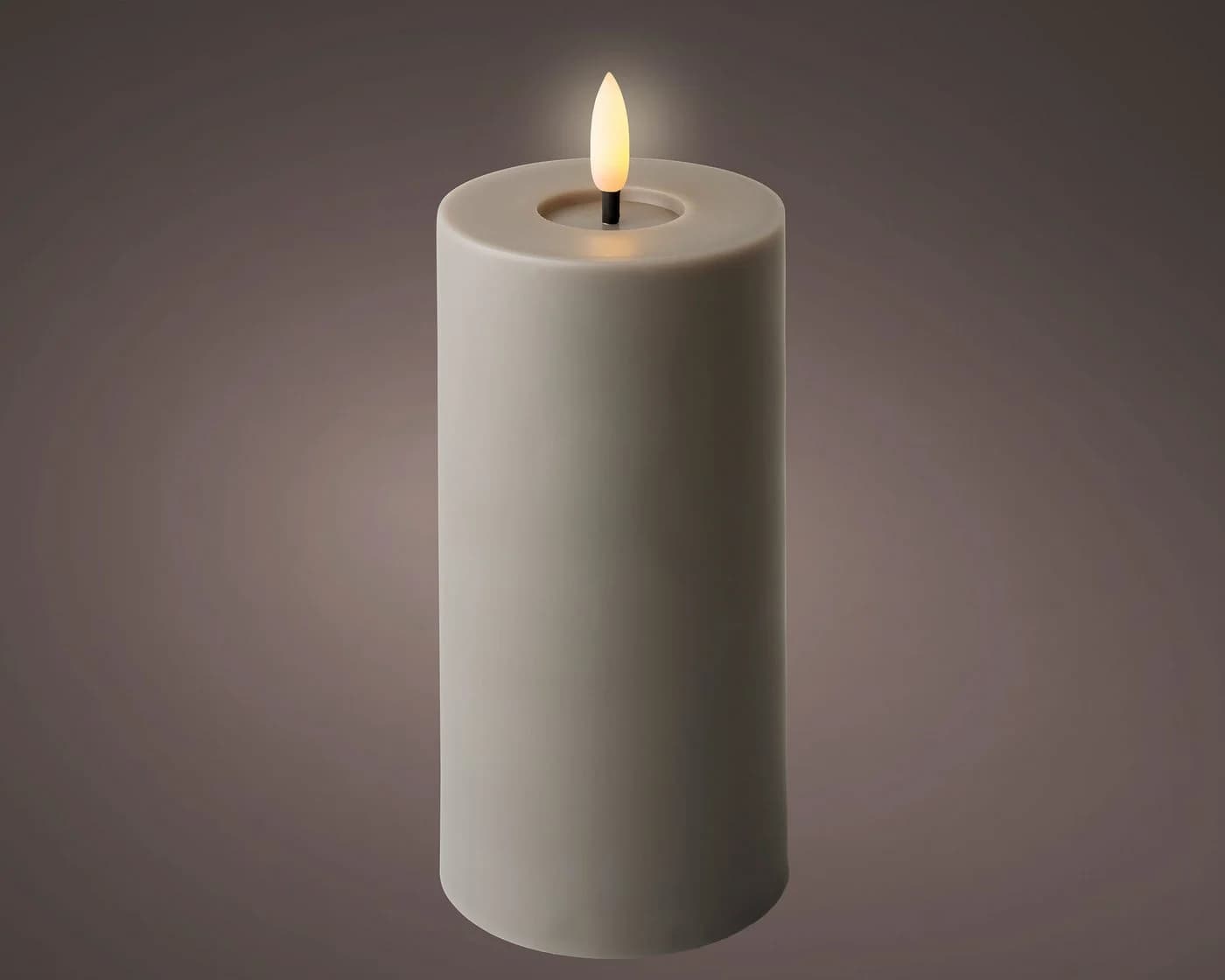 Lumineo LED-Kerze Grau mit Timer und IP-44 Schutz