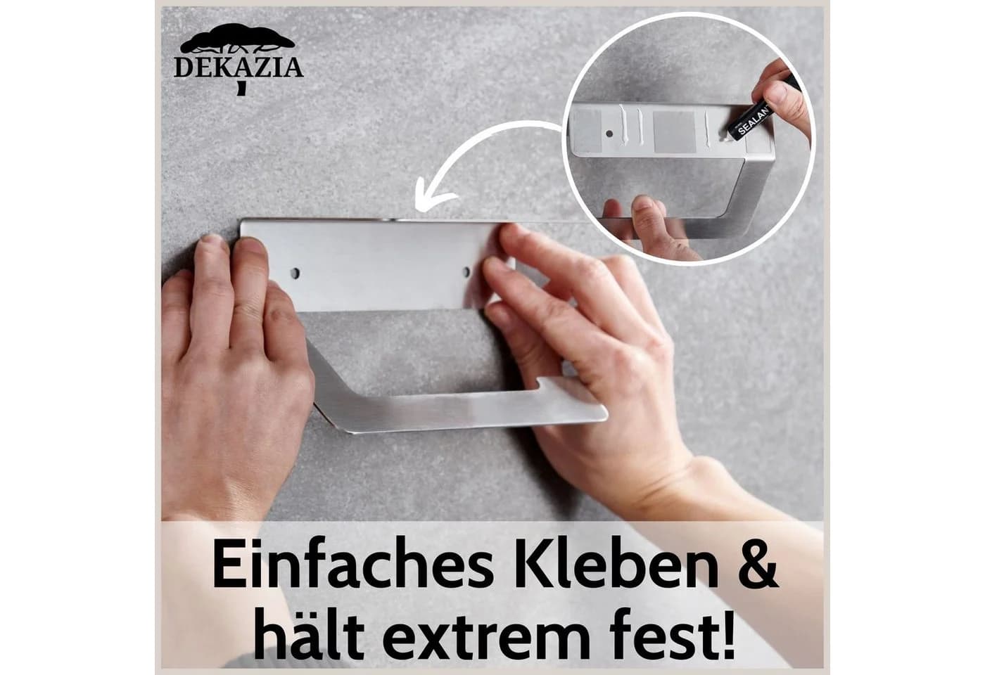 DEKAZIA Toilettenpapierhalter Edelstahl Selbstklebend