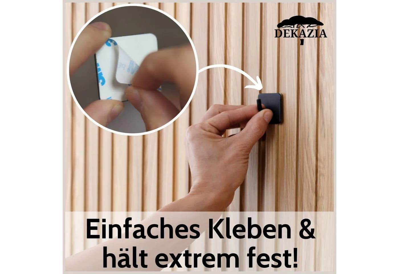 DEKAZIA Klebehaken ohne Bohren Edelstahl Schwarz Matt 3M