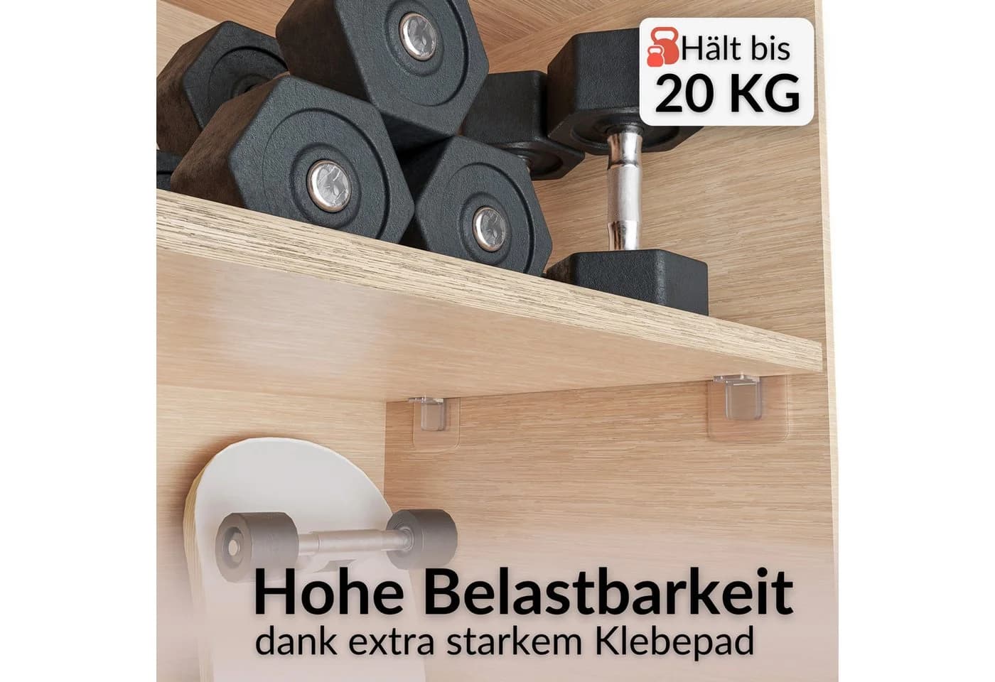 DEKAZIA Wandregalhalter ohne Bohren, 16-tlg. Weiß Selbstklebend