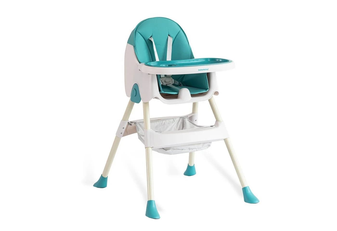 FOXSPORT Kinderklappstuhl 2-in-1 Babystuhl mit Sicherheitsgurt und Tablett Grün
