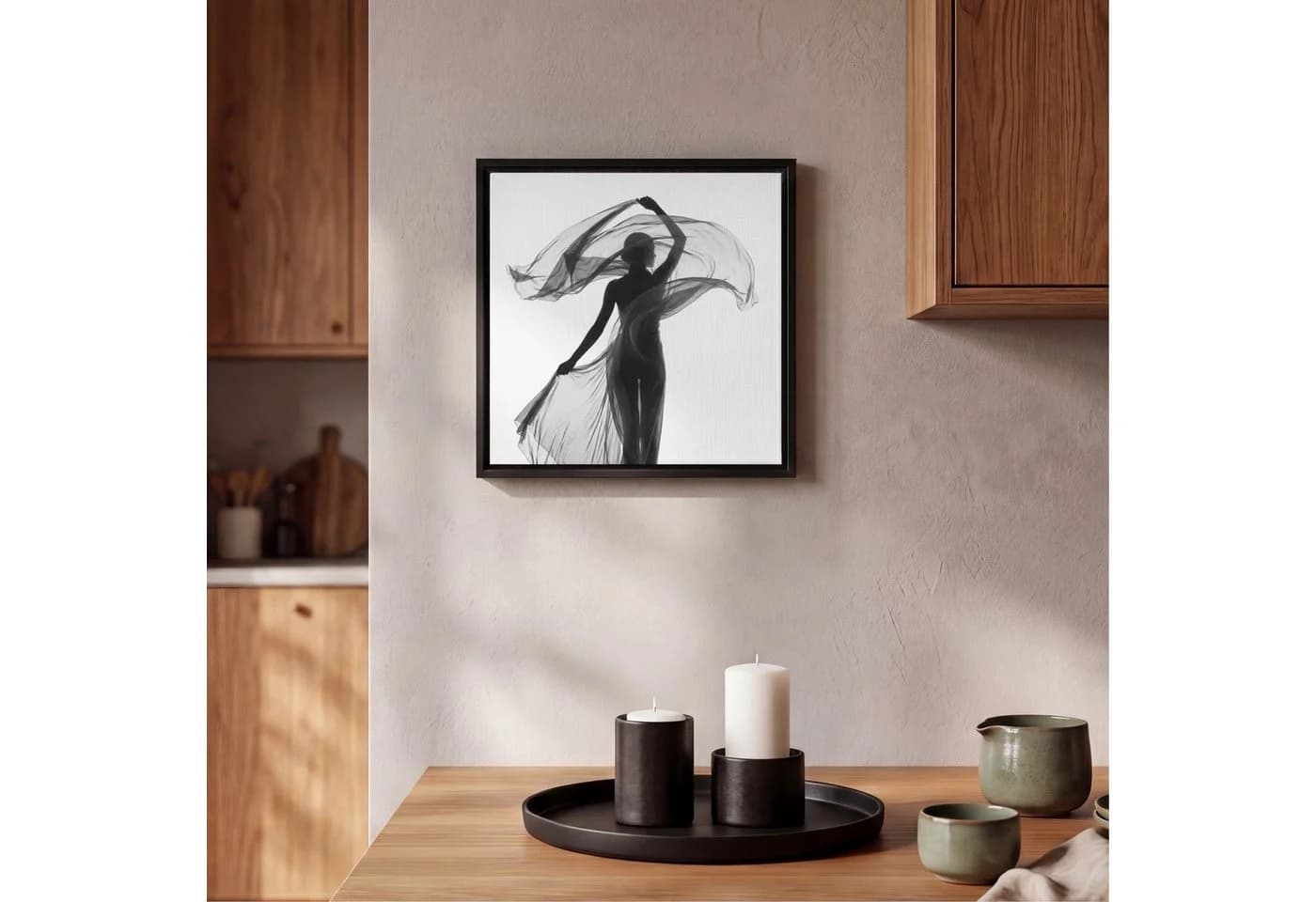 OneMillionCanvasses® Leinwandbild Frau mit Schleier Schwarz-Weiß Porträt