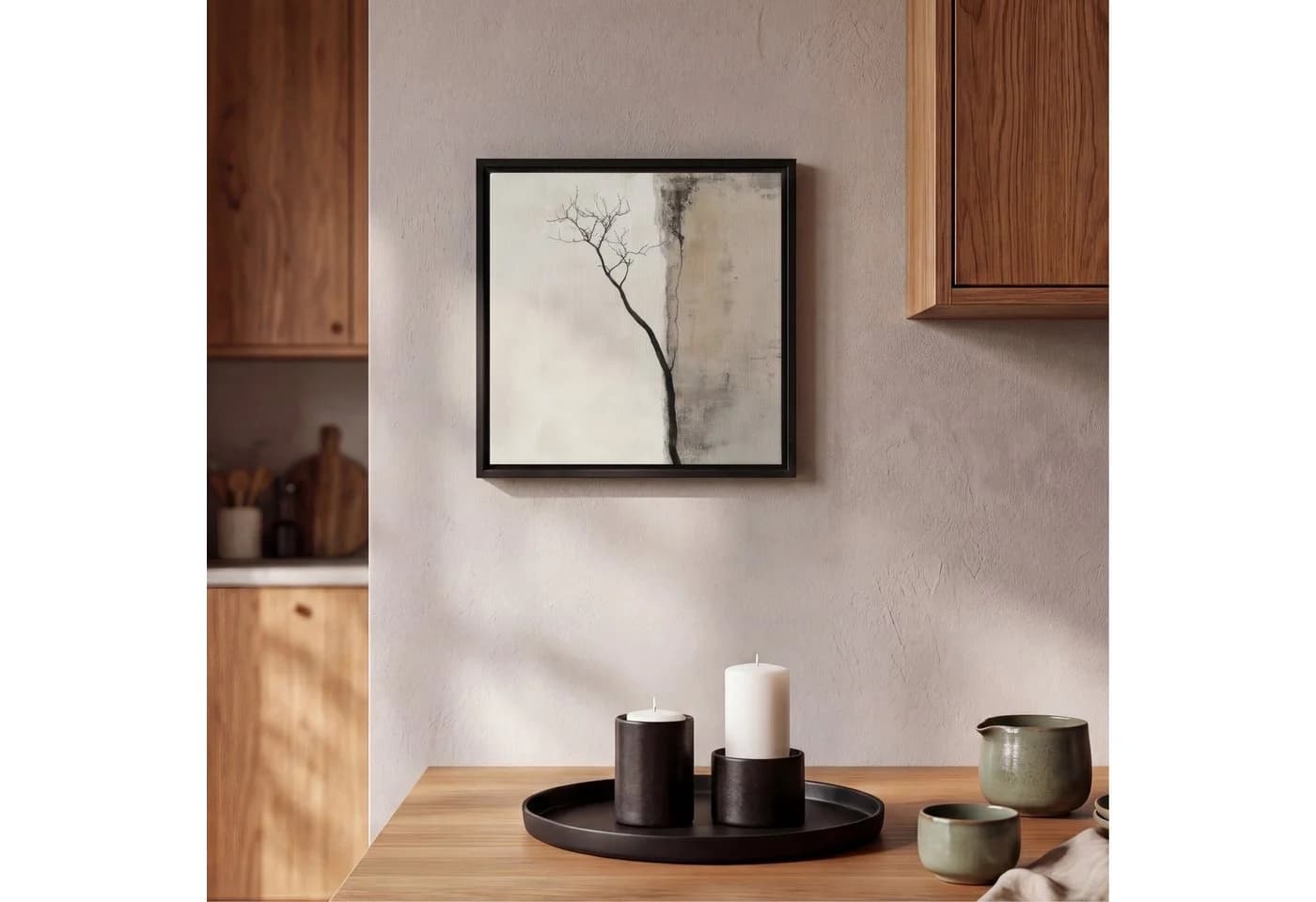 OneMillionCanvasses® Wabi Sabi Pflanze Leinwandbild Beige 20x20cm