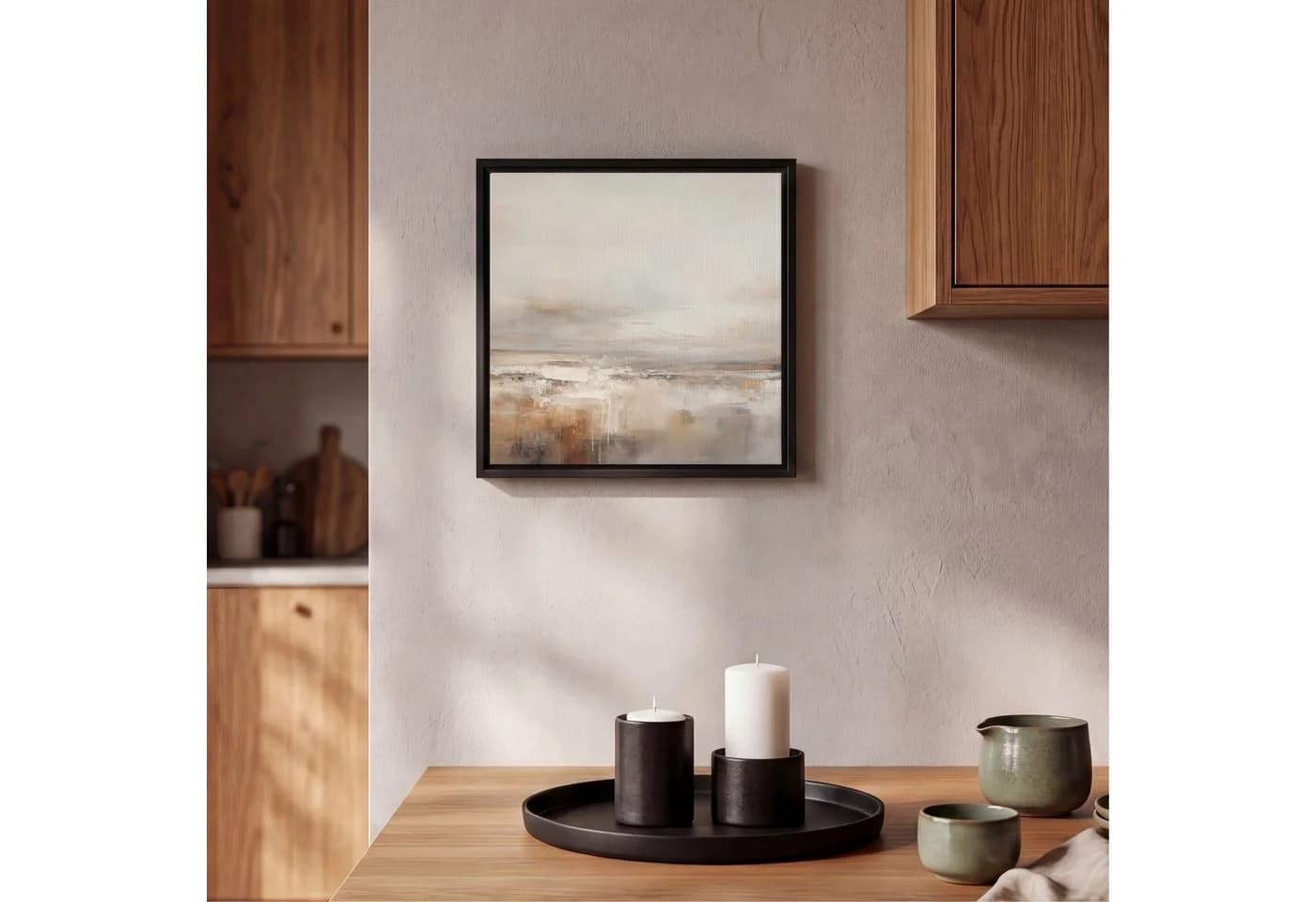 OneMillionCanvasses® Leinwandbild mit Rahmen - Abstrakt Grau Braun