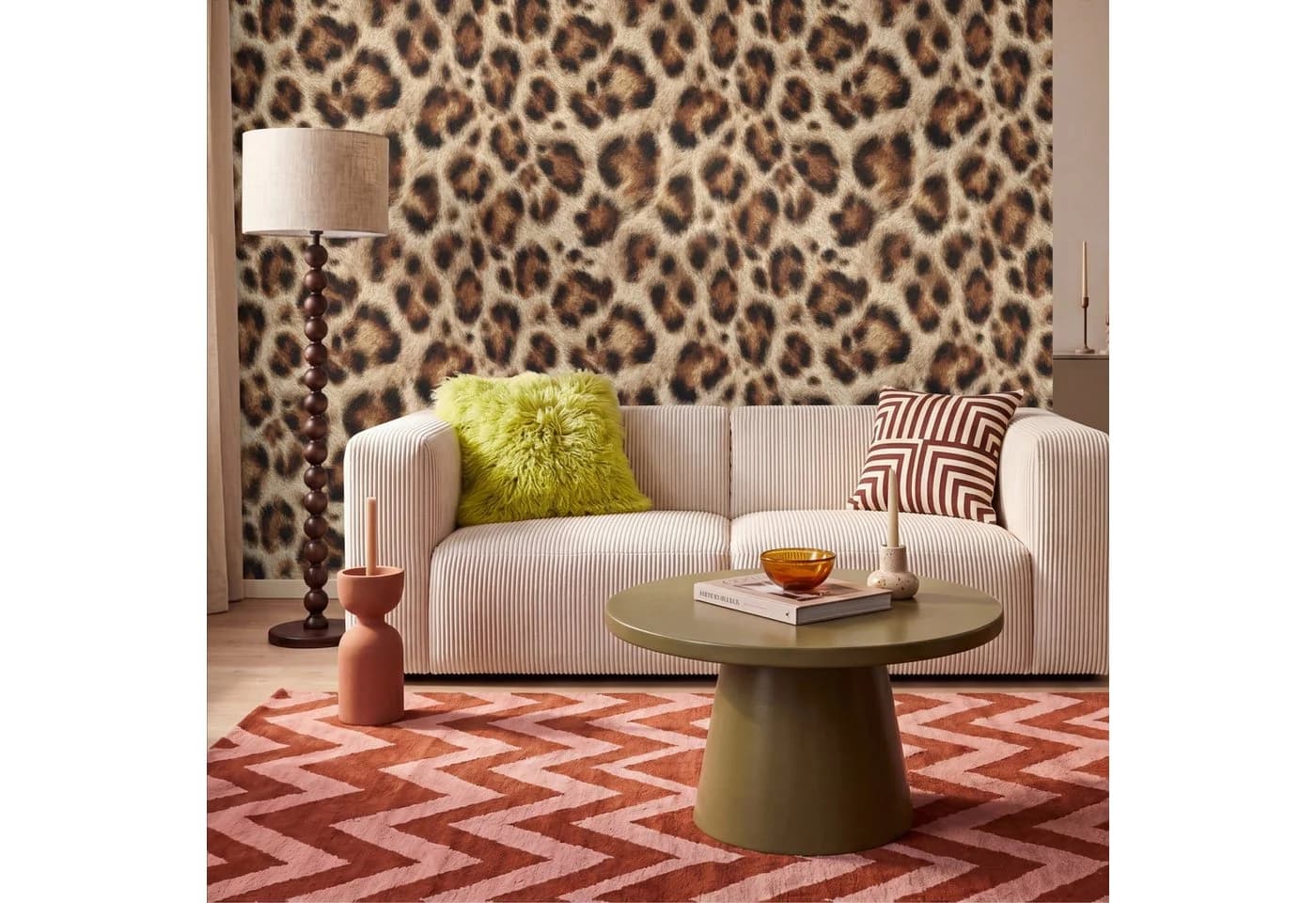 OnlyWow Fototapete Leopard Braun Modern Vliestapete