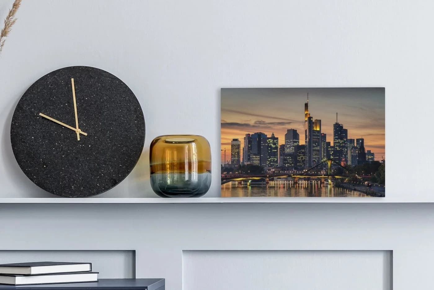 OneMillionCanvasses Leinwandbild Frankfurter Skyline Sonnenuntergang