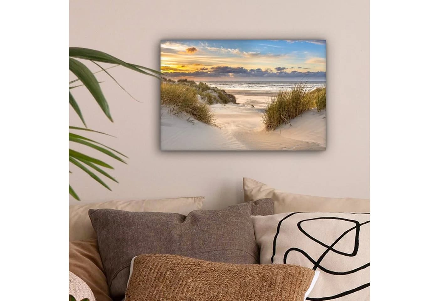 OneMillionCanvasses® Leinwandbild Strand Düne Sonnenuntergang 30x20 cm