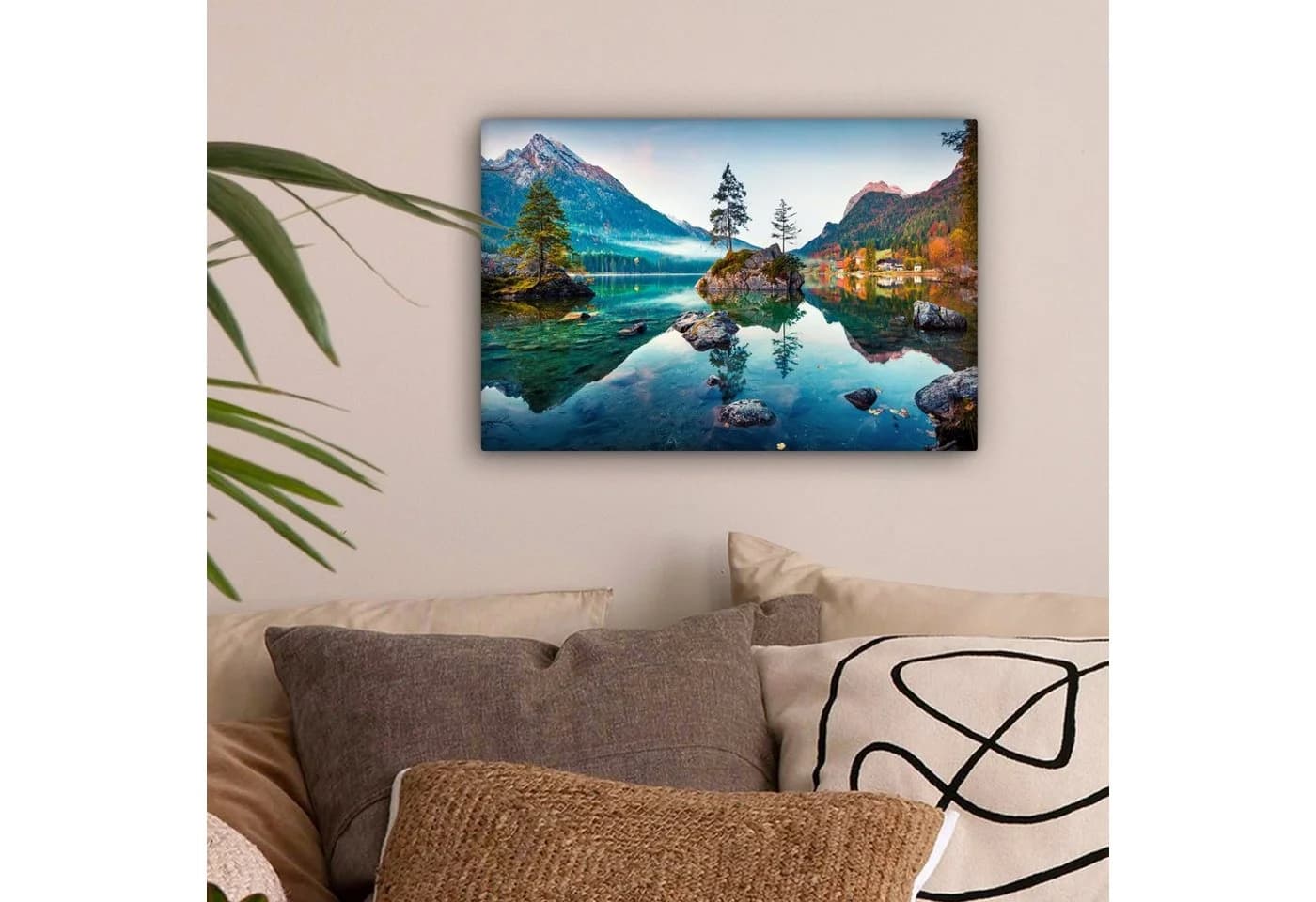 OneMillionCanvasses® Leinwandbild Berge See Natur 30x20 cm
