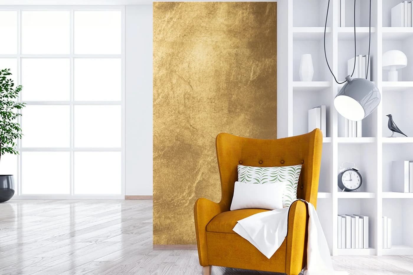 MuchoWow Fototapete Goldene Wand Textur Matt