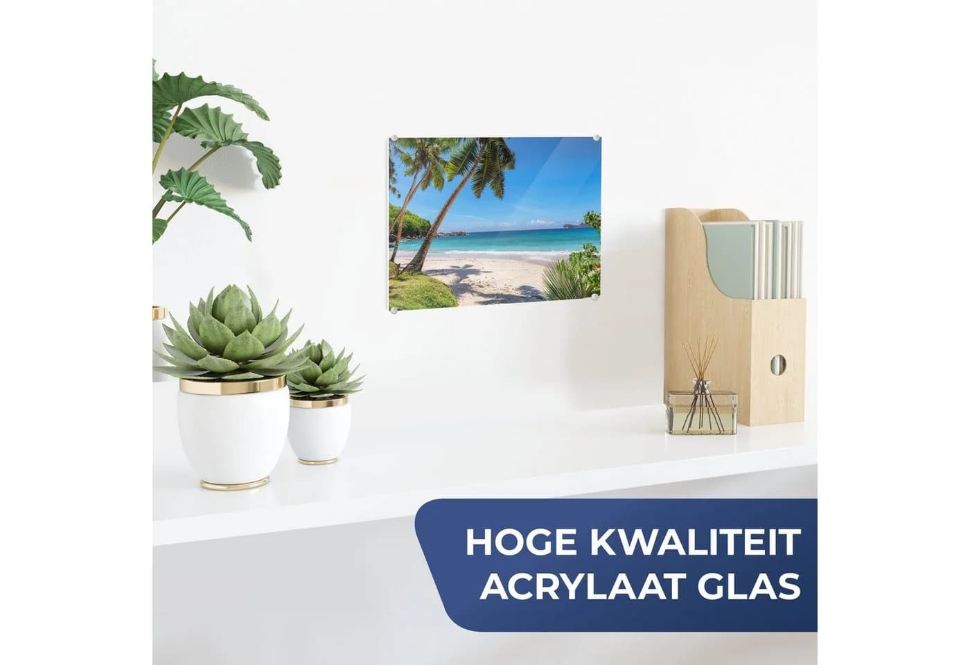 MuchoWow Acrylglasbild Strand Meer Palmen Sonne