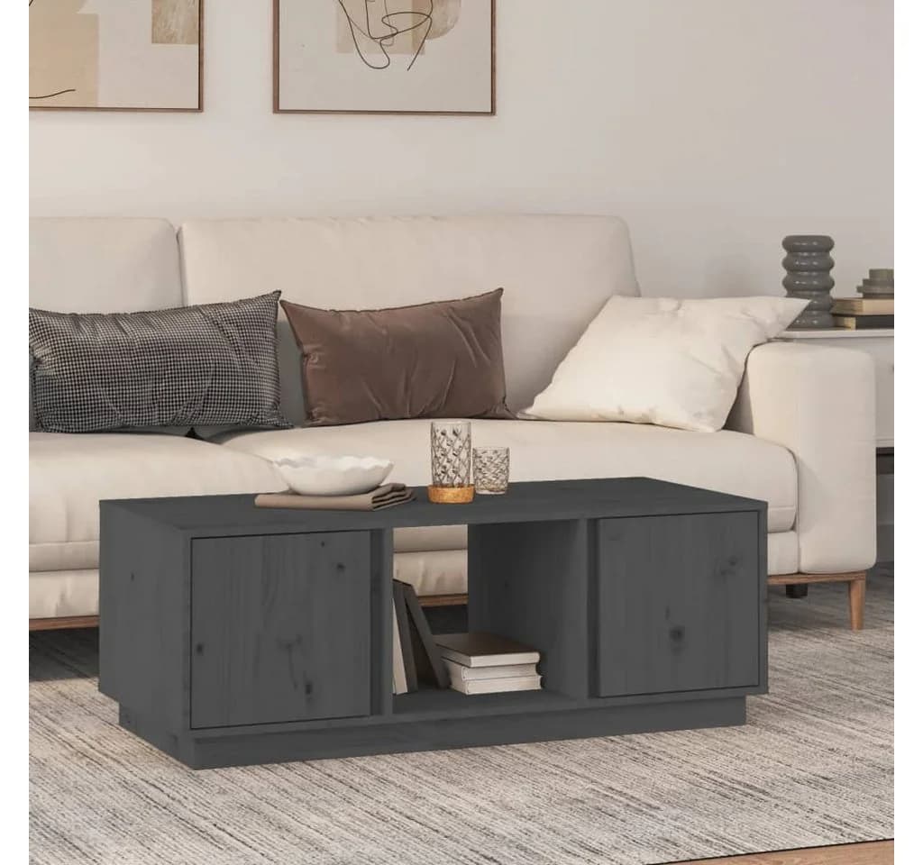 vidaXL Couchtisch Grau 110x50x40 cm Massivholz Kiefer