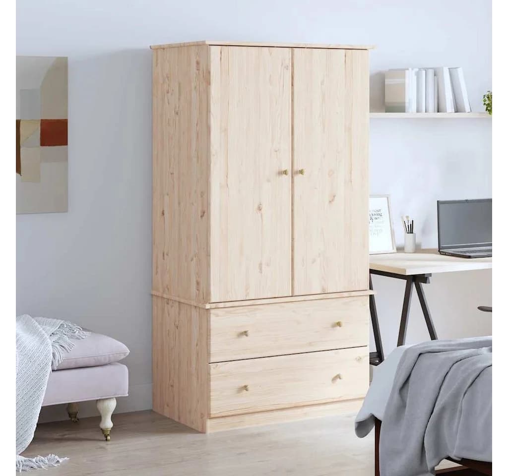 vidaXL Kleiderschrank ALTA Massivholz Kiefer Beige