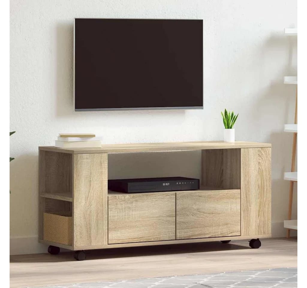 vidaXL TV-Schrank Sonoma-Eiche Holzwerkstoff mit Rollen