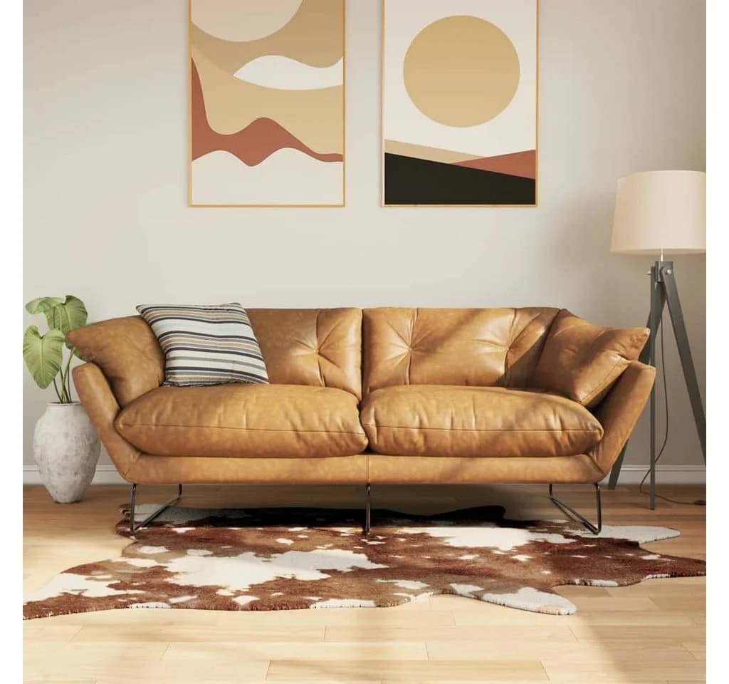 vidaXL Teppich Braun & Weiß 120x170 cm Kuhmuster Samt