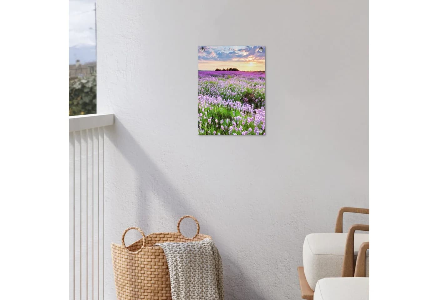 OnlyWow Gartenposter Lavendel Lila Blumen PVC Wetterfest