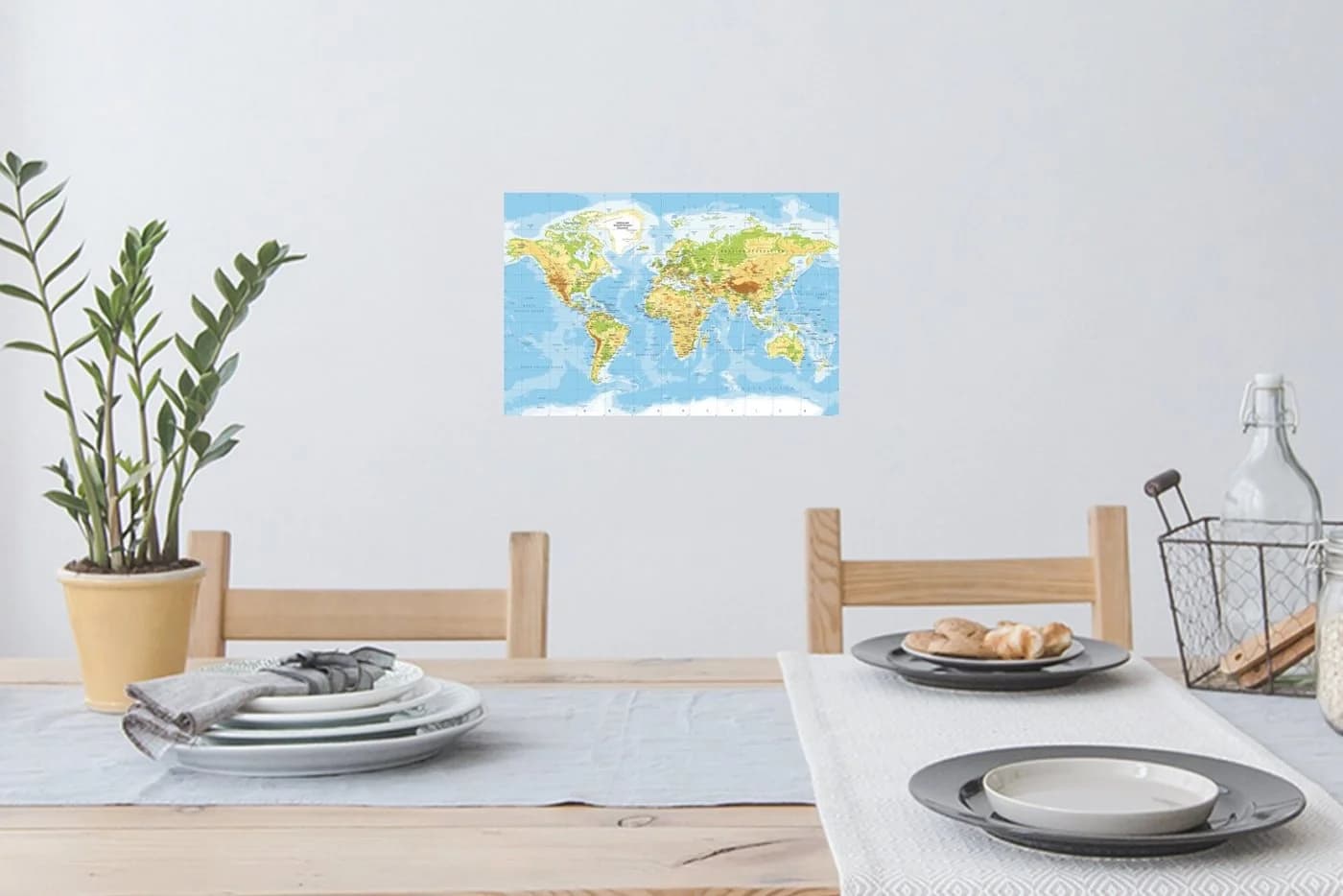 MuchoWow Wandsticker Weltkarte Blau Selbstklebend