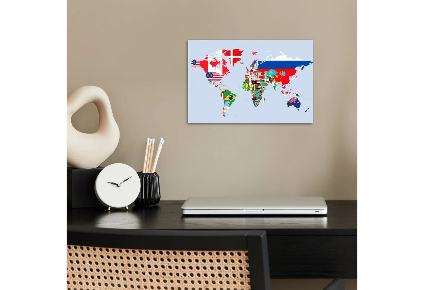 MuchoWow Poster Weltkarte Flaggen Länder Bunt