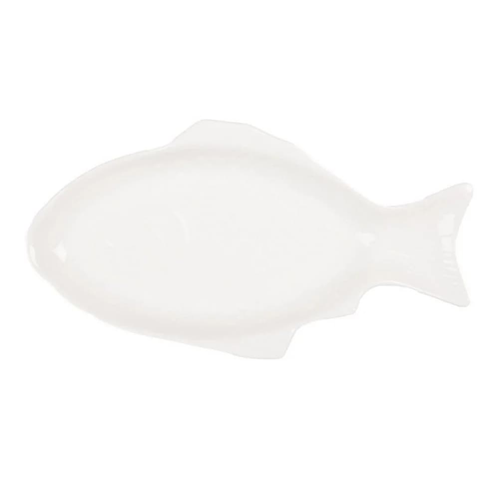 Clayre & Eef Dekoschale Fischform Weiß Keramik