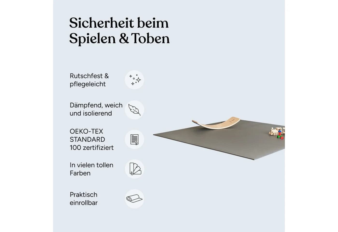 Ehrenkind Krabbelmatte Pro, rutschfeste Babymatte, Spielmatte, 160x160 cm, extra dick und soft, Made in Germany, Oeko-Tex 100