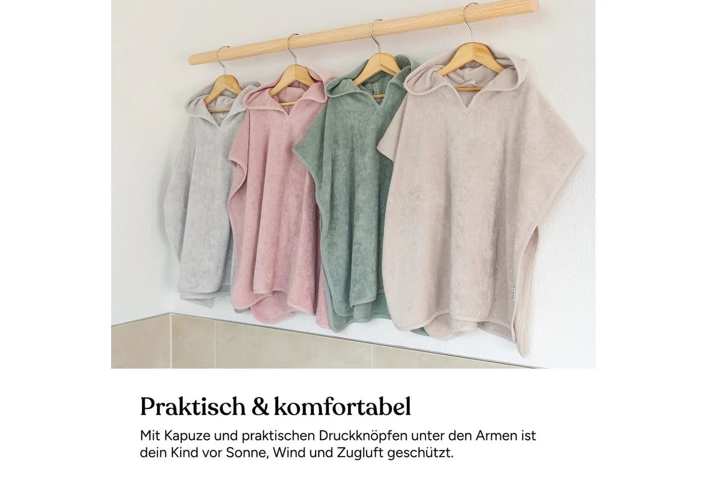 Ehrenkind Badeponcho Bio-Baumwolle Hellgrau Kinder 1-5 Jahre