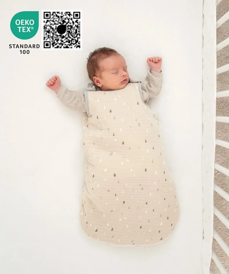 Ehrenkind Babyschlafsack Musselin Ganzjahresschlafsack Rund 2.5 TOG Jade Tropfen