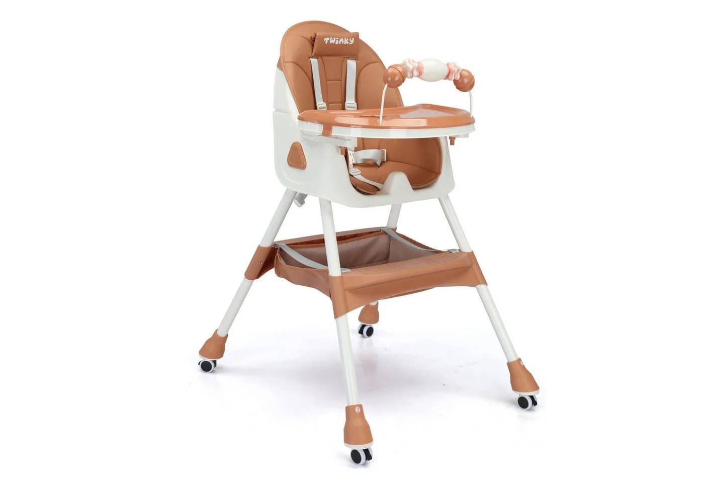 TWINKY Kinderstuhl 3 in 1 Baby Hochstuhl Braun Kunstleder