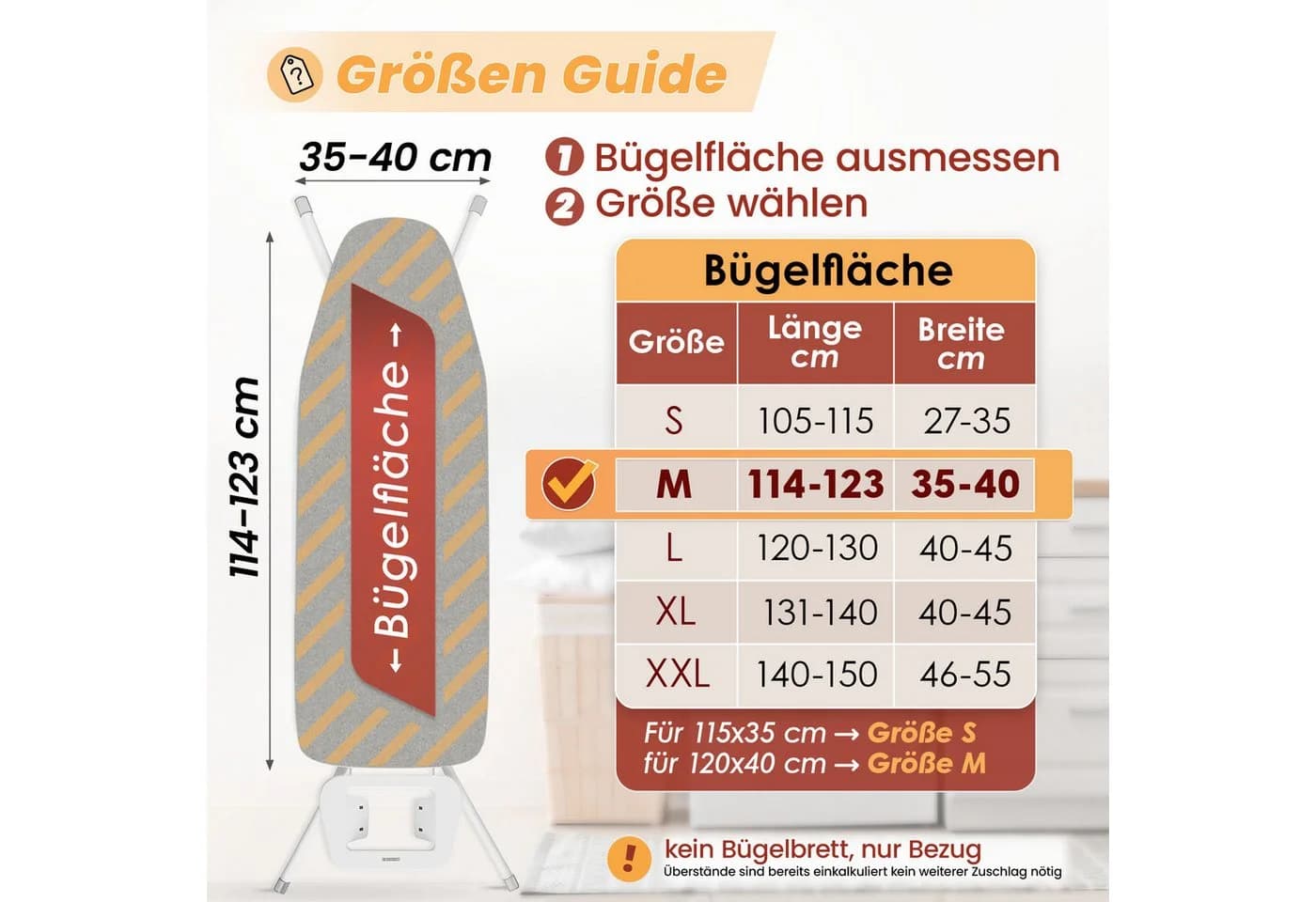 Bügelbrettbezug Made in Germany, hitzebeständig und hitzereflektierend