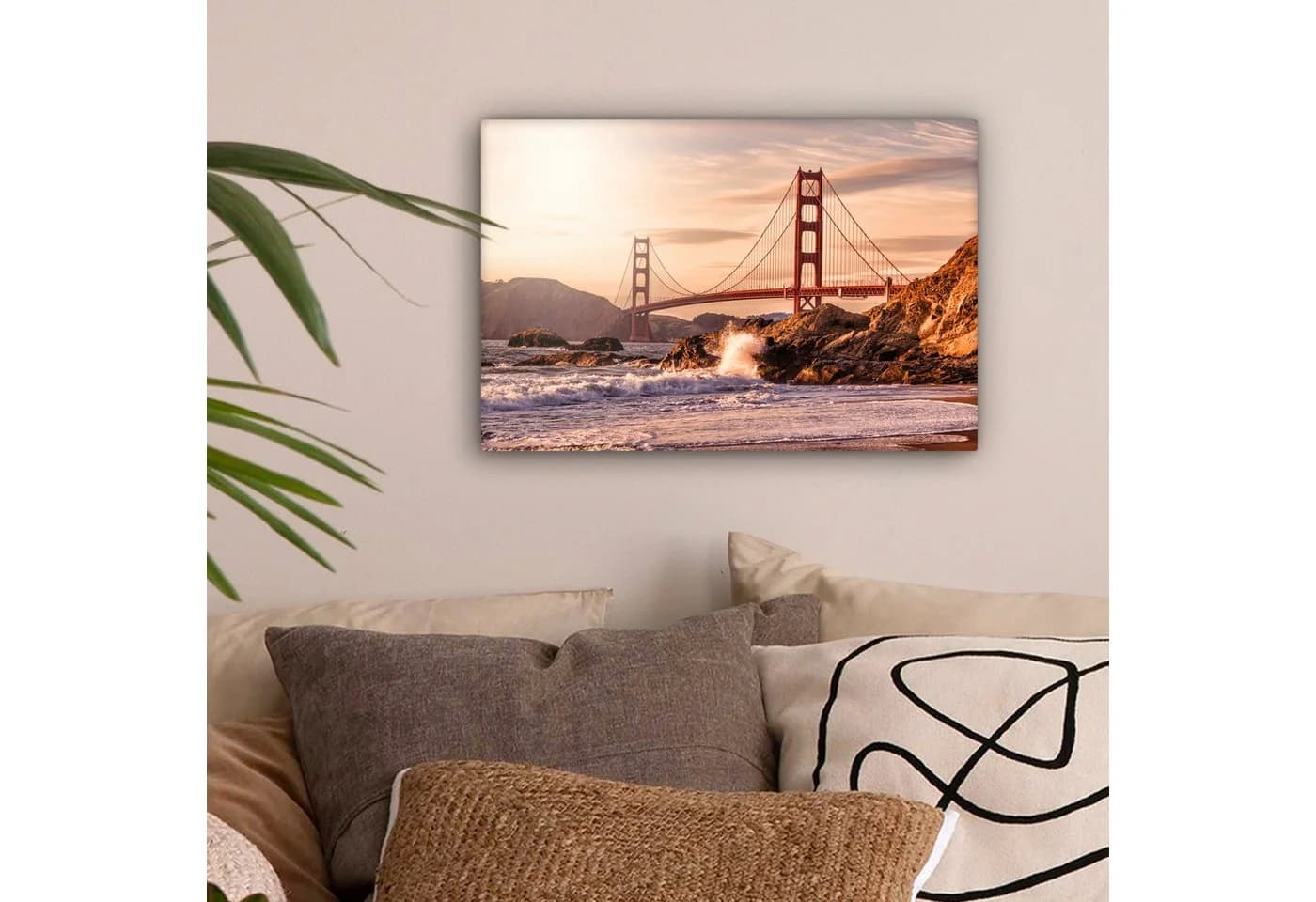 OneMillionCanvasses® Leinwandbild San Francisco - Brücke - Sonne, Fotodruck 30x20 cm