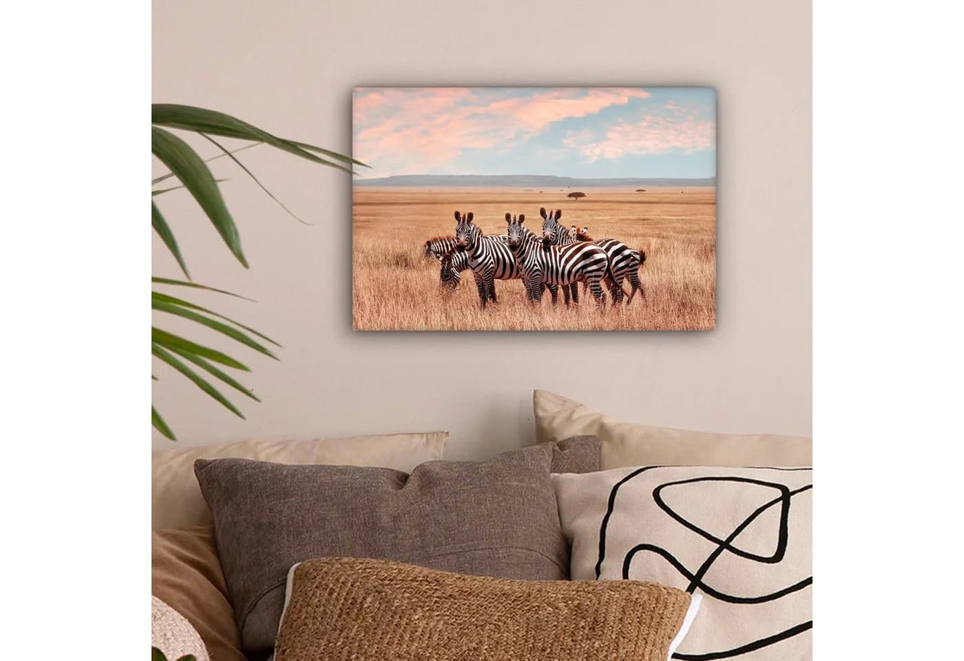 OneMillionCanvasses® Leinwandbild Zebras auf dem Lande 30x20 cm