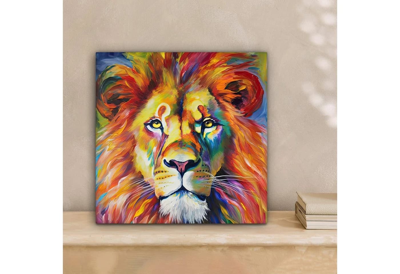 OneMillionCanvasses® Leinwandbild Löwe - Ölfarbenoptik - Kunst - Tiere