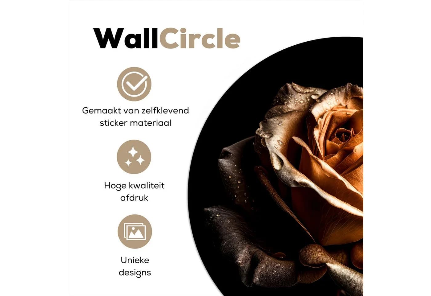 MuchoWow Wandsticker Rose Gold Schwarz Selbstklebend