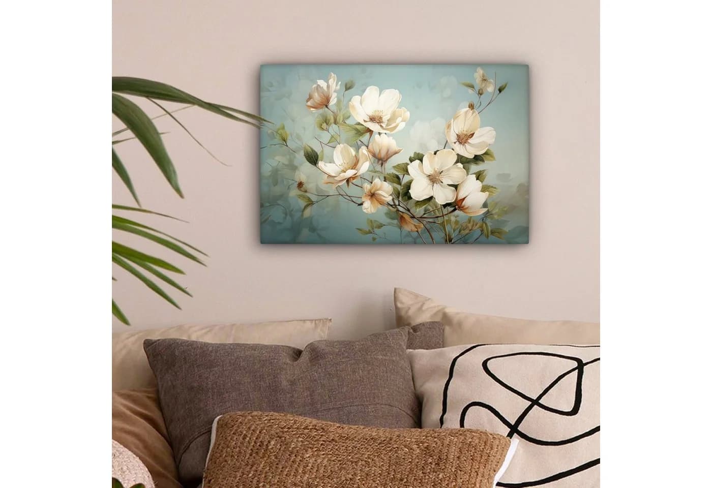 OneMillionCanvasses® Leinwandbild Blumen Weiß Vintage Fotodruck