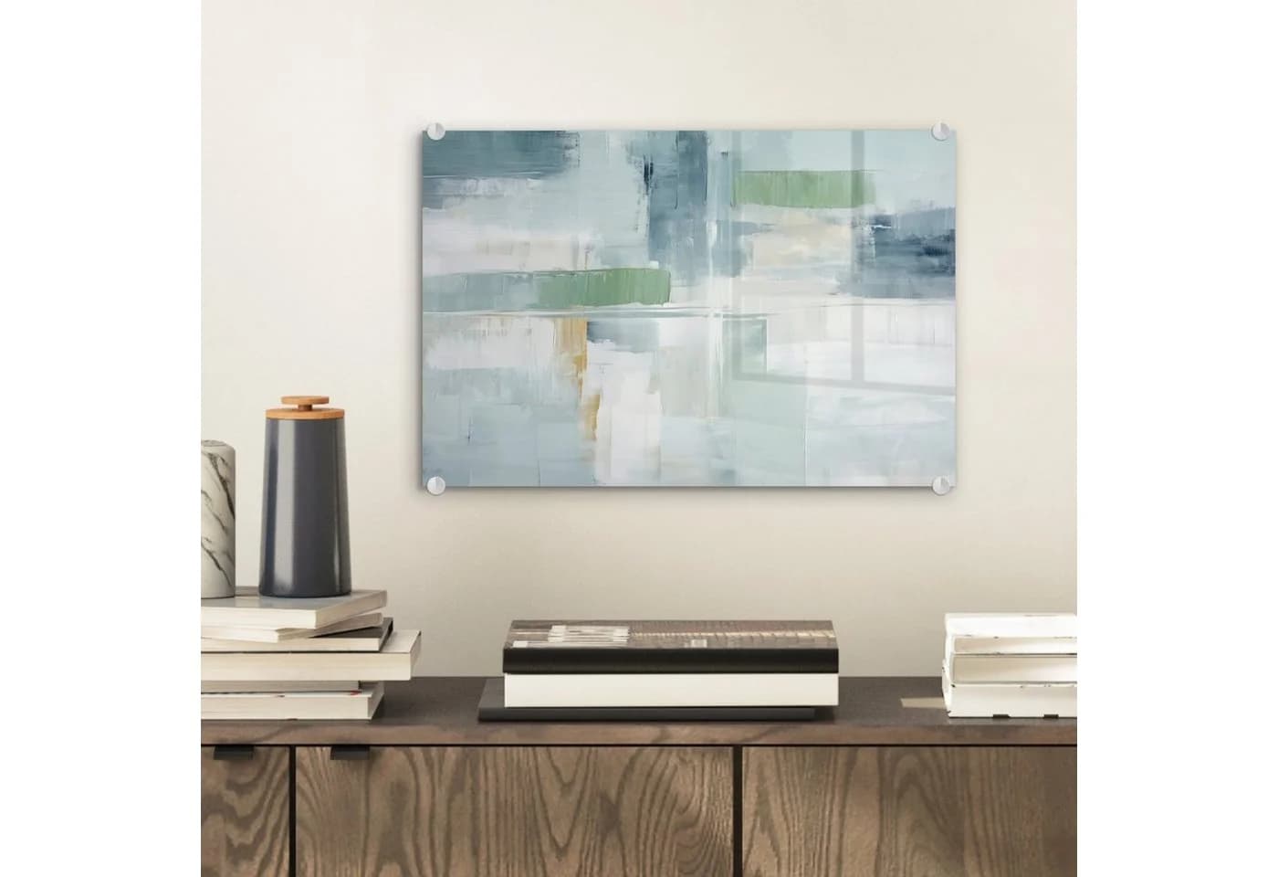 MuchoWow Acrylglasbild Abstrakt Grau Blau Grün