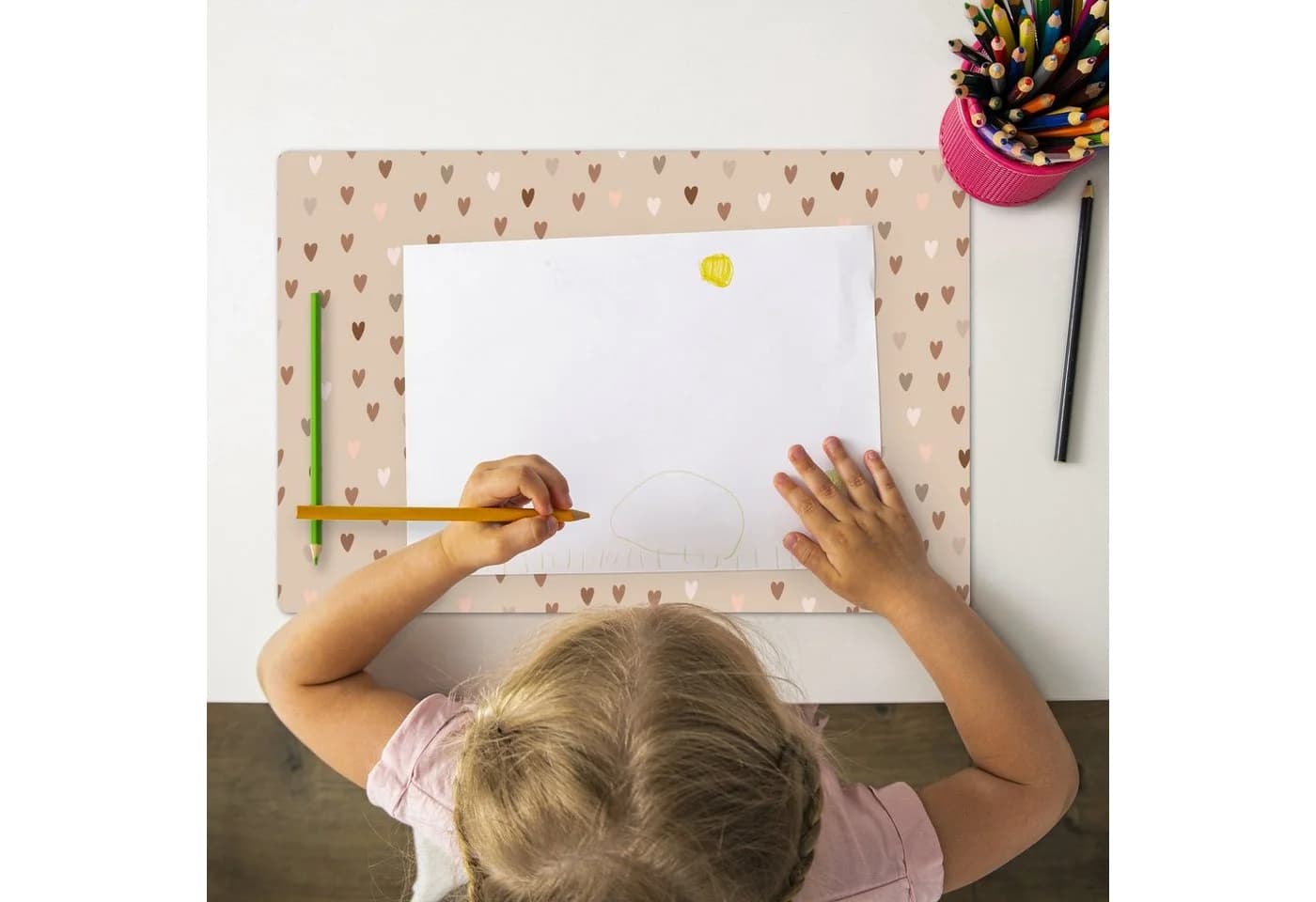MuchoWow Platzset Herzen Braun - Vinyl Tischset mit Muster