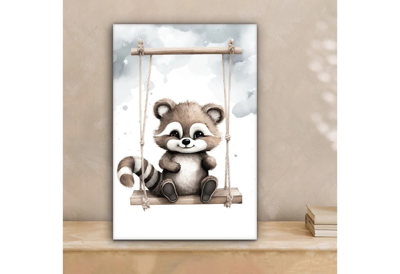 OneMillionCanvasses Leinwandbild Waschbär Motiv Bunt
