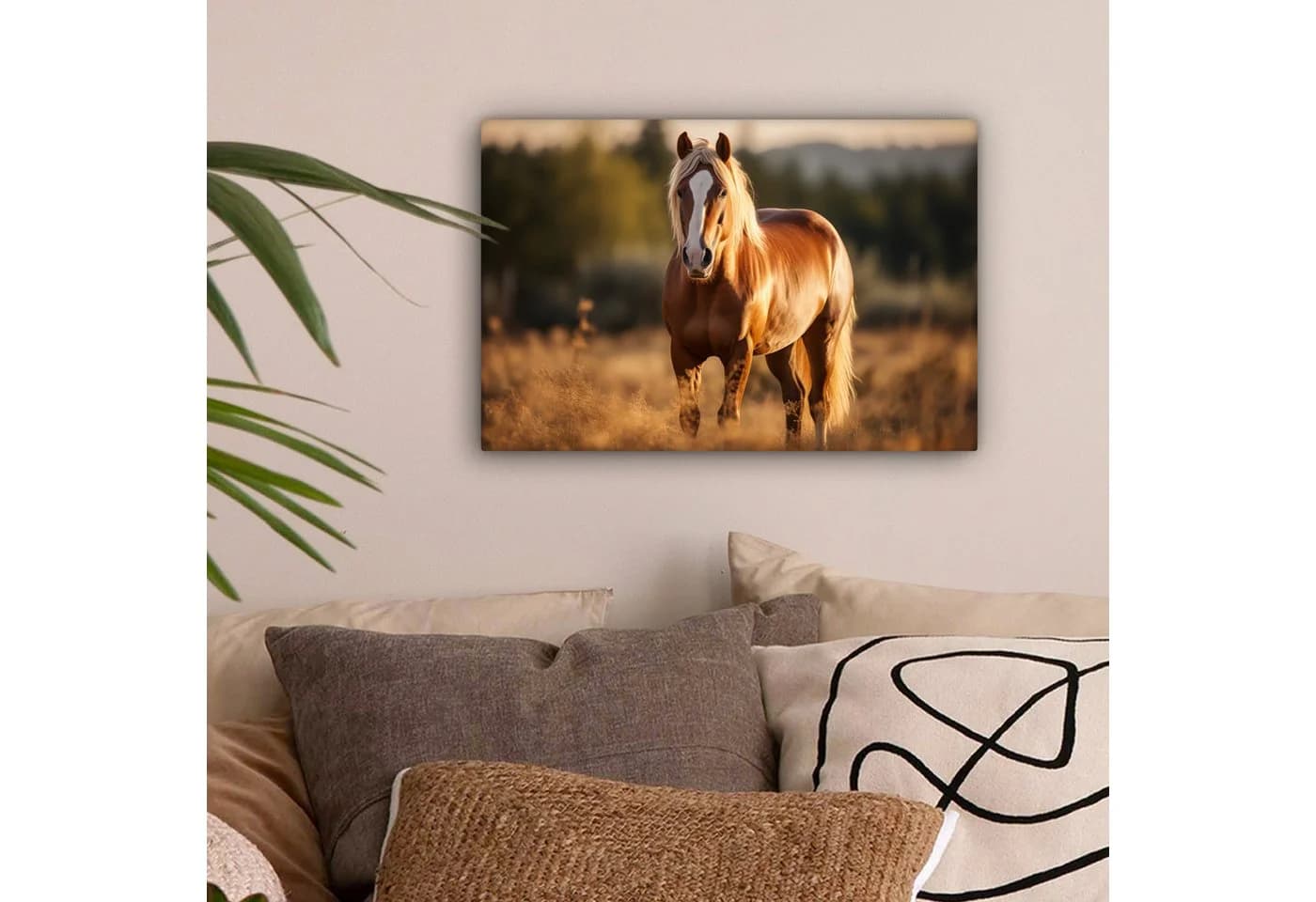 OneMillionCanvasses® Leinwandbild Pferd Braun Natur Weide Tier Fotodruck Wand Dekoration