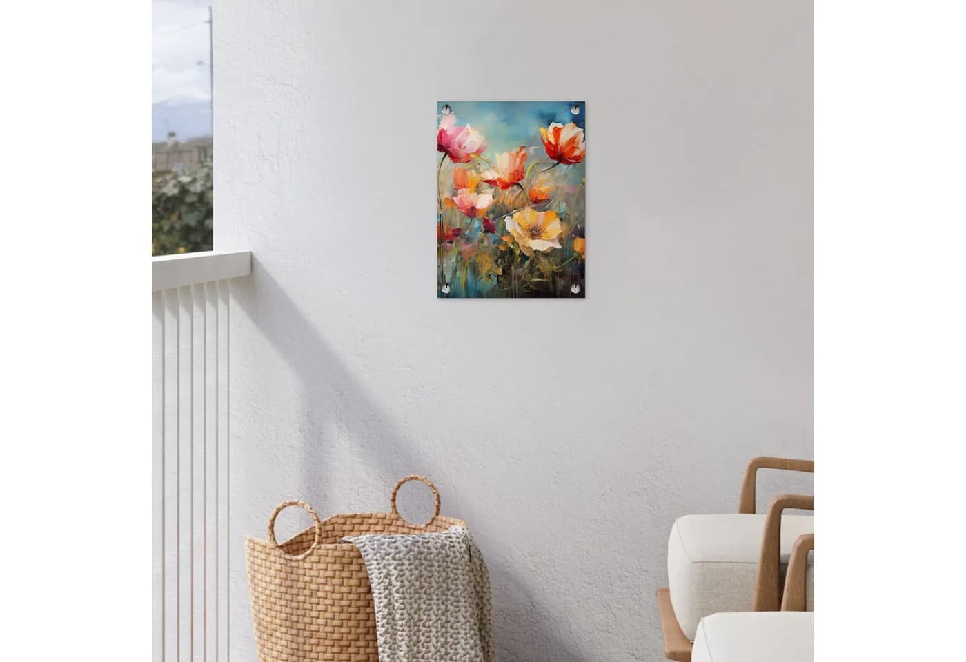 OnlyWow Gartenposter Blumen Aquarell PVC wetterfest
