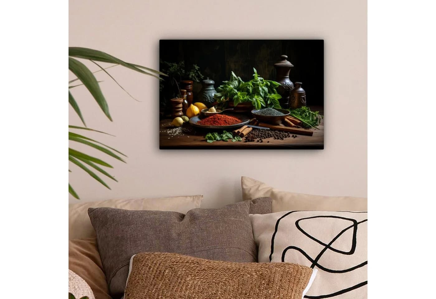 OneMillionCanvasses® Leinwandbild Kräuter-Stillleben Schwarz