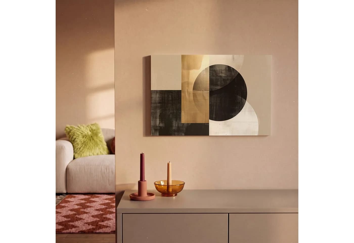 OneMillionCanvasses® Leinwandbild Abstrakt Modern Schwarz Gold Fotodruck 30x20 cm