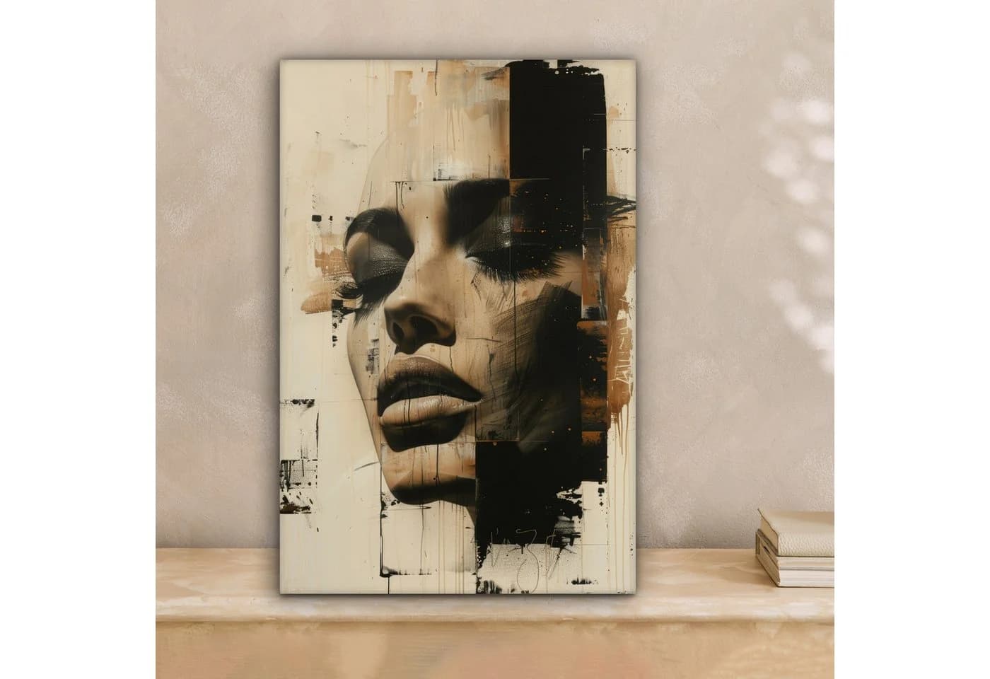 OneMillionCanvasses® Leinwandbild Frau Abstrakt Beige