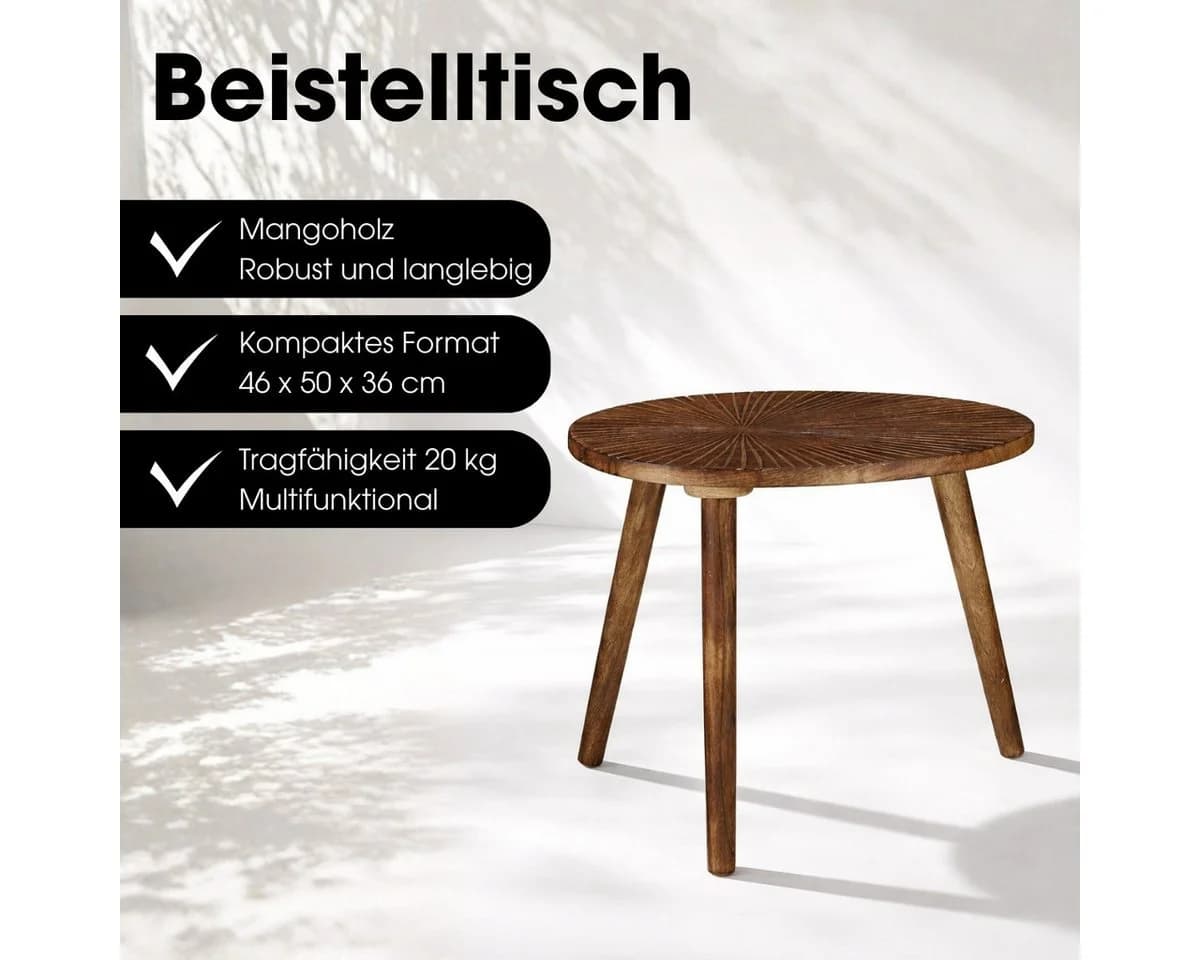 Mica Decorations Pomante Beistelltisch Mangoholz Dunkelbraun