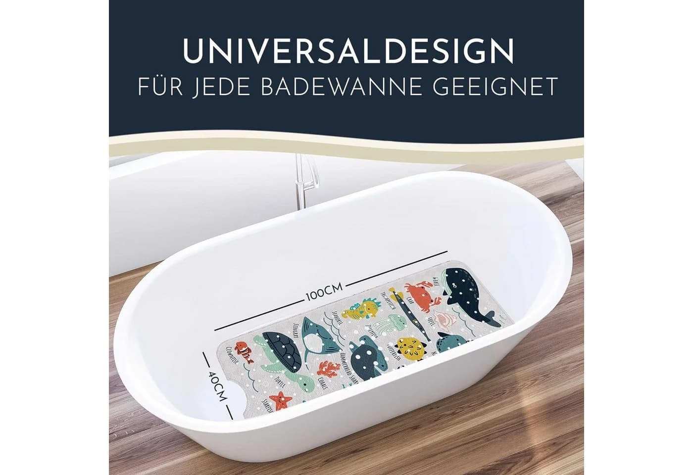 Homerella Badematte rutschfest BPA-frei mit Haken
