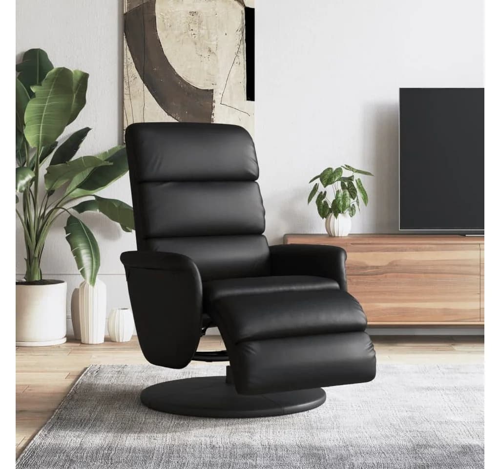 vidaXL Relaxsessel mit Fußteil Schwarz Kunstleder