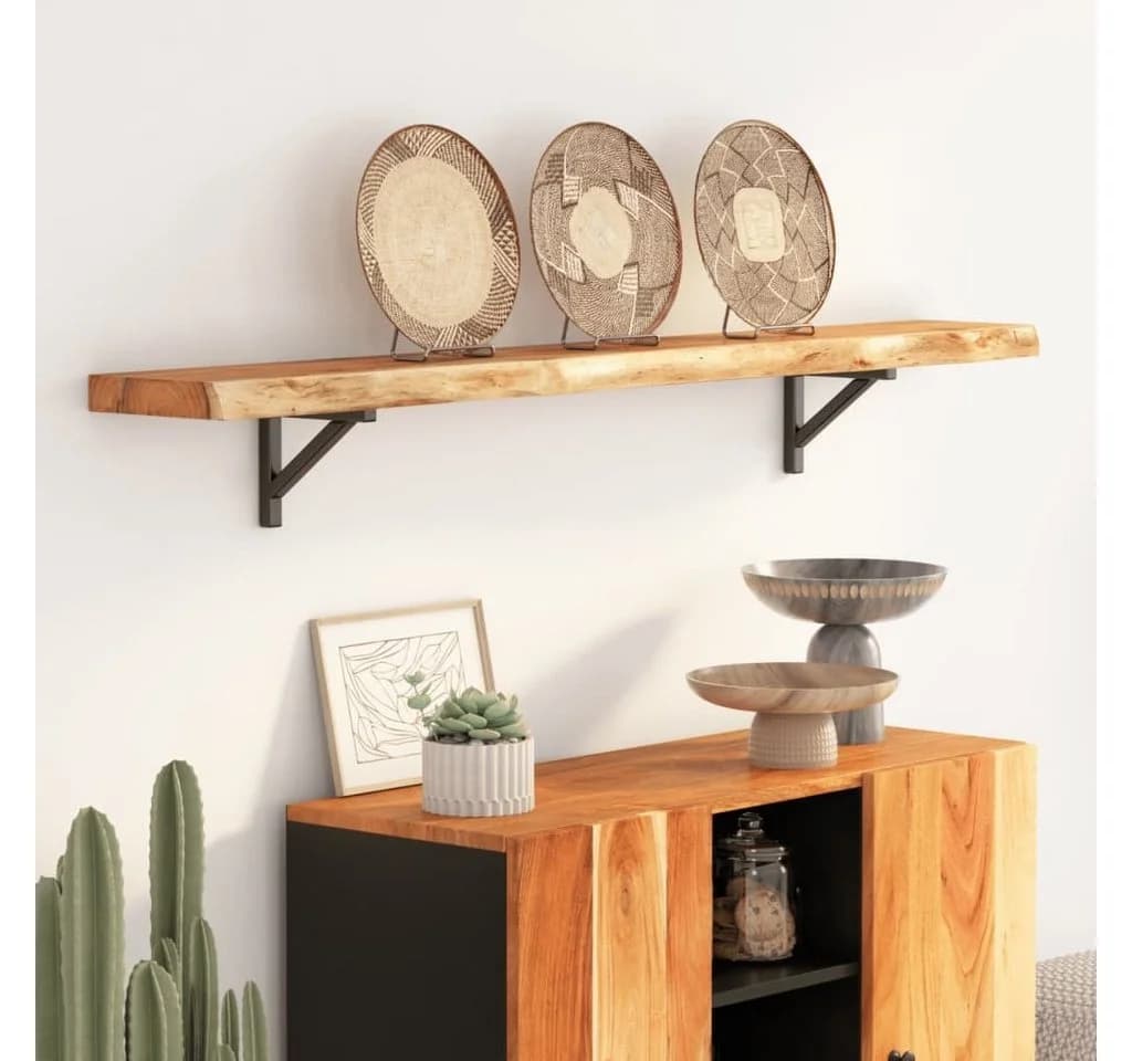 vidaXL Wandregal Massivholz Naturkante Beige