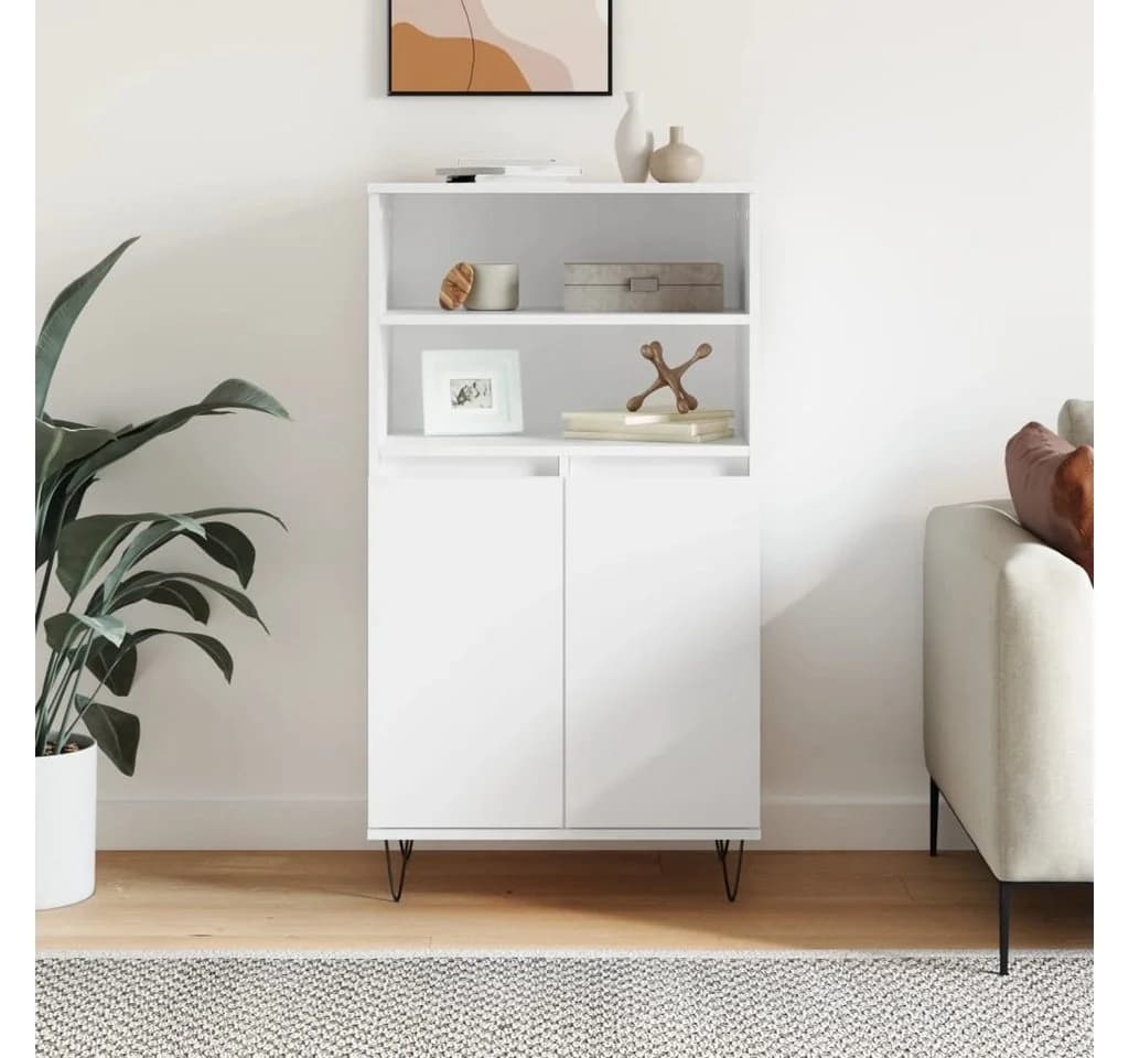 vidaXL Highboard Weiß Holzwerkstoff 6 Fächer Industriell