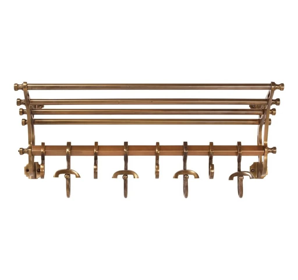 vidaXL Wandgarderobe Aluminium mit verstellbaren Haken Gold