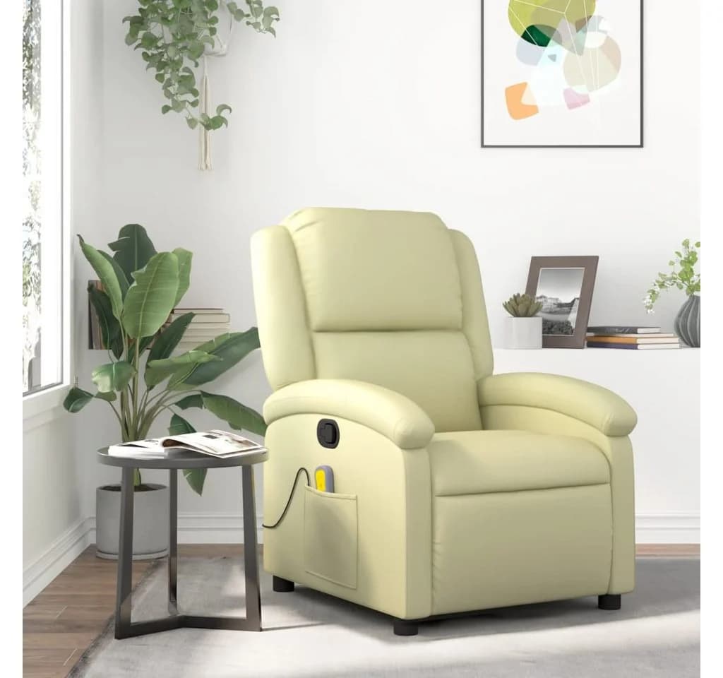 vidaXL Massagesessel Relaxsessel Echtleder Creme