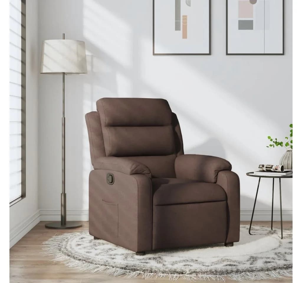 vidaXL Relaxsessel Dunkelbraun Stoff mit manueller Liegefunktion