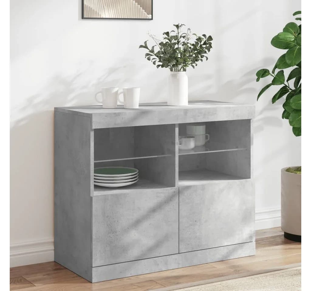 vidaXL Sideboard Betongrau mit LED-Beleuchtung